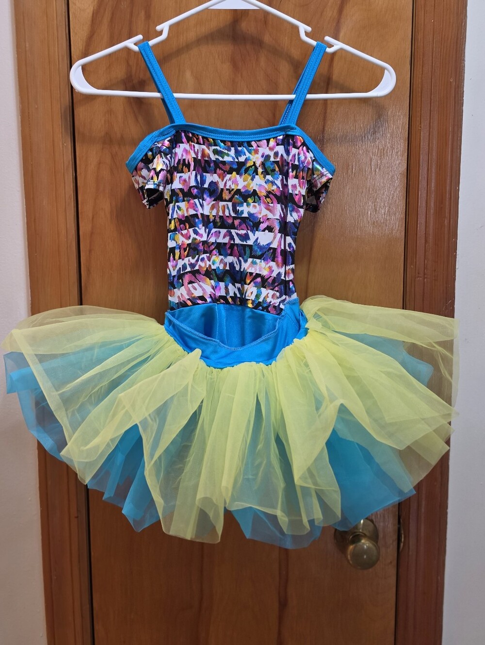 Girls Blue & Yellow Tulle Tutu Costume Dress